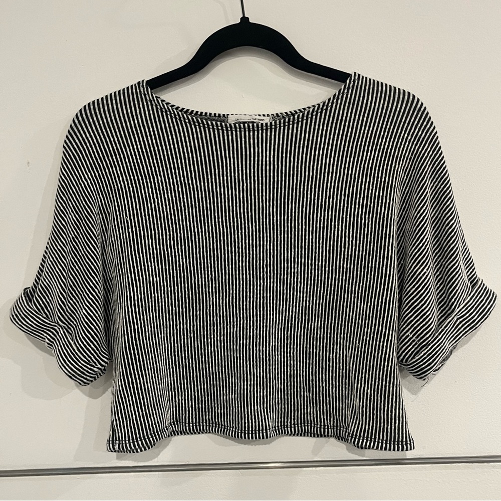 Caution To The Wind Black and White Striped Boxy Top